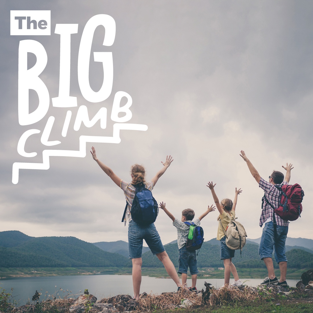 Online advert from the campaign. Image of a family on top of a mountain with their arms outstretched