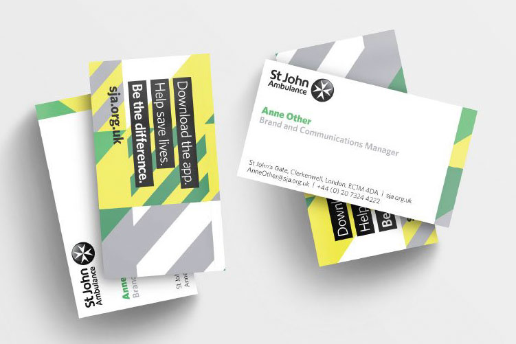 Image showing business cards and a Z-card using the new brand identity
